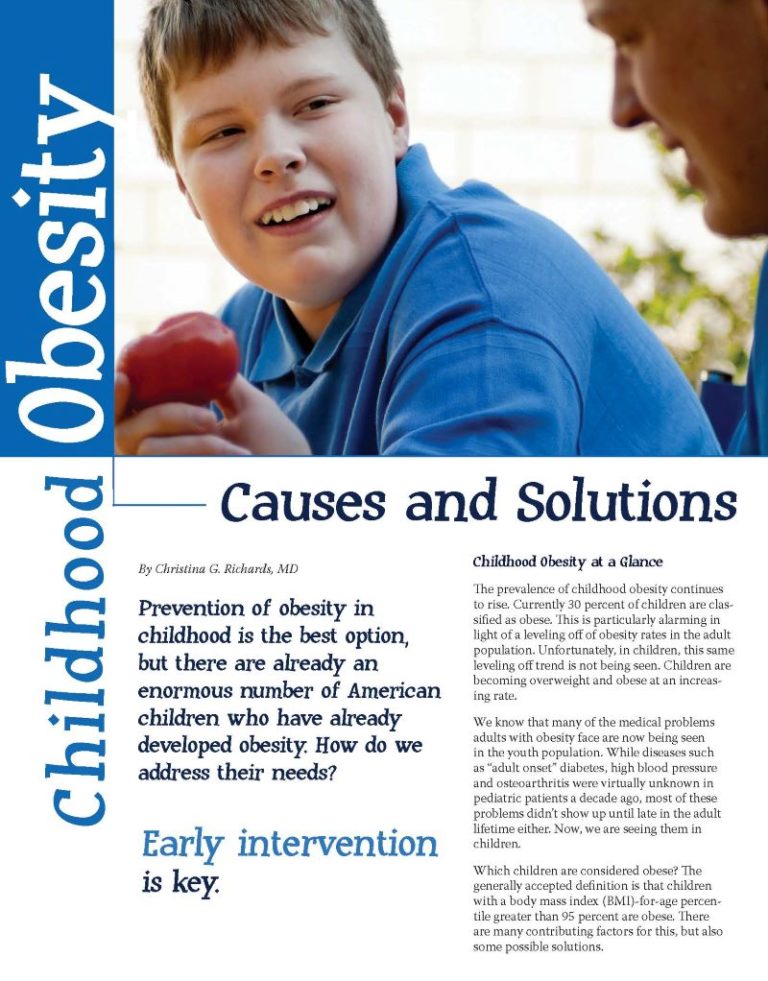 write a speech on the main causes of childhood obesity
